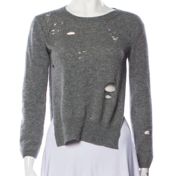 R13 Shrunken Distressed Cashmere Sweater Grey - Picture 13 of 13